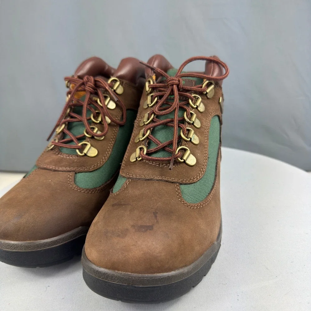 Timberland Field Boot Junior Big Kids Size 5.5 Brown Green Beef Broccoli 16937